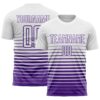 Custom White Purple Gradient Pinstripe Sublimation Soccer Uniform Jersey