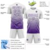 Custom White Purple Gradient Pinstripe Sublimation Soccer Uniform Jersey