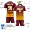 Custom Burgundy White-Gold Gradient Pinstripe Sublimation Soccer Uniform Jersey