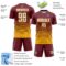 Custom Burgundy White-Gold Gradient Pinstripe Sublimation Soccer Uniform Jersey