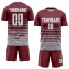 Custom Burgundy White-Gray Gradient Pinstripe Sublimation Soccer Uniform Jersey