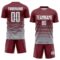 Custom Burgundy White-Gray Gradient Pinstripe Sublimation Soccer Uniform Jersey