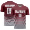 Custom Burgundy White-Gray Gradient Pinstripe Sublimation Soccer Uniform Jersey