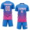 Custom Powder Blue White-Pink Gradient Pinstripe Sublimation Soccer Uniform Jersey