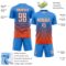 Custom Powder Blue White-Orange Gradient Pinstripe Sublimation Soccer Uniform Jersey