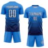 Custom Powder Blue White-Navy Gradient Pinstripe Sublimation Soccer Uniform Jersey