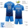 Custom Powder Blue White-Navy Gradient Pinstripe Sublimation Soccer Uniform Jersey