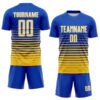 Custom Thunder Blue White-Yellow Gradient Pinstripe Sublimation Soccer Uniform Jersey