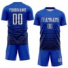 Custom Thunder Blue White-Navy Gradient Pinstripe Sublimation Soccer Uniform Jersey