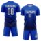 Custom Thunder Blue White-Navy Gradient Pinstripe Sublimation Soccer Uniform Jersey