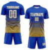 Custom Thunder Blue White-Old Gold Gradient Pinstripe Sublimation Soccer Uniform Jersey