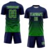 Custom Navy Grass Green-Cream Gradient Pinstripe Sublimation Soccer Uniform Jersey