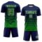Custom Navy Grass Green-Cream Gradient Pinstripe Sublimation Soccer Uniform Jersey