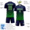 Custom Navy Grass Green-Cream Gradient Pinstripe Sublimation Soccer Uniform Jersey