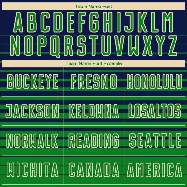 Custom Navy Grass Green-Cream Gradient Pinstripe Sublimation Soccer Uniform Jersey