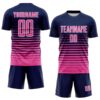 Custom Navy Pink-White Gradient Pinstripe Sublimation Soccer Uniform Jersey