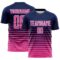 Custom Navy Pink-White Gradient Pinstripe Sublimation Soccer Uniform Jersey