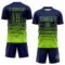Custom Navy Neon Green Gradient Pinstripe Sublimation Soccer Uniform Jersey