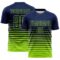 Custom Navy Neon Green Gradient Pinstripe Sublimation Soccer Uniform Jersey