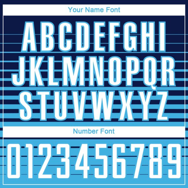 Custom Navy White-Sky Blue Gradient Pinstripe Sublimation Soccer Uniform Jersey