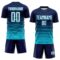 Custom Navy White-Lakes Blue Gradient Pinstripe Sublimation Soccer Uniform Jersey