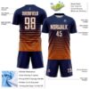 Custom Navy White-Bay Orange Gradient Pinstripe Sublimation Soccer Uniform Jersey