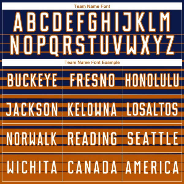 Custom Navy White-Bay Orange Gradient Pinstripe Sublimation Soccer Uniform Jersey