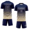 Custom Navy Cream Gradient Pinstripe Sublimation Soccer Uniform Jersey