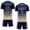 Custom Navy Cream Gradient Pinstripe Sublimation Soccer Uniform Jersey