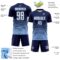 Custom Navy White-Light Blue Gradient Pinstripe Sublimation Soccer Uniform Jersey