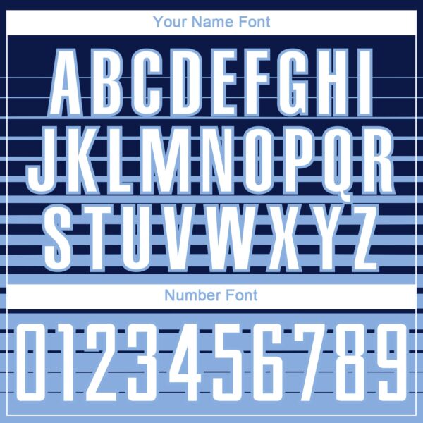 Custom Navy White-Light Blue Gradient Pinstripe Sublimation Soccer Uniform Jersey