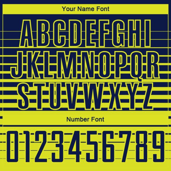 Custom Navy Neon Yellow Gradient Pinstripe Sublimation Soccer Uniform Jersey