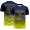 Custom Navy Neon Yellow Gradient Pinstripe Sublimation Soccer Uniform Jersey