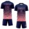 Custom Navy Medium Pink Gradient Pinstripe Sublimation Soccer Uniform Jersey