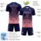 Custom Navy Medium Pink Gradient Pinstripe Sublimation Soccer Uniform Jersey