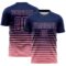 Custom Navy Medium Pink Gradient Pinstripe Sublimation Soccer Uniform Jersey