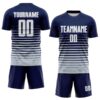 Custom Navy White-Silver Gradient Pinstripe Sublimation Soccer Uniform Jersey