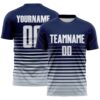 Custom Navy White-Silver Gradient Pinstripe Sublimation Soccer Uniform Jersey