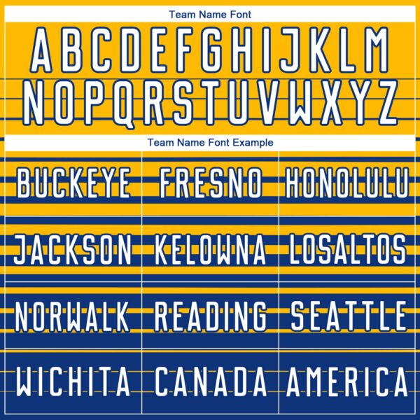 Custom Gold White-Royal Gradient Pinstripe Sublimation Soccer Uniform Jersey