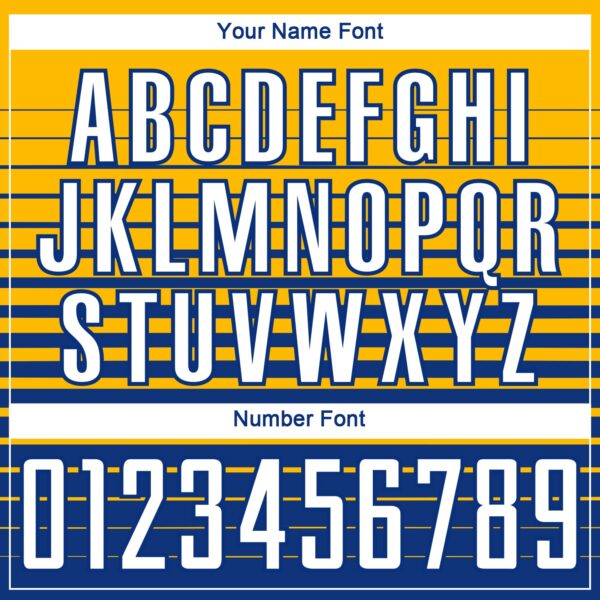 Custom Gold White-Royal Gradient Pinstripe Sublimation Soccer Uniform Jersey