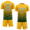 Custom Gold White-Green Gradient Pinstripe Sublimation Soccer Uniform Jersey