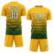 Custom Gold White-Green Gradient Pinstripe Sublimation Soccer Uniform Jersey