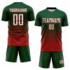 Custom Green White-Red Gradient Pinstripe Sublimation Soccer Uniform Jersey