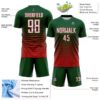Custom Green White-Red Gradient Pinstripe Sublimation Soccer Uniform Jersey
