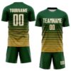 Custom Green White-Old Gold Gradient Pinstripe Sublimation Soccer Uniform Jersey