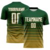 Custom Green White-Old Gold Gradient Pinstripe Sublimation Soccer Uniform Jersey