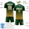 Custom Green White-Old Gold Gradient Pinstripe Sublimation Soccer Uniform Jersey