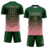 Custom Green Medium Pink Gradient Pinstripe Sublimation Soccer Uniform Jersey