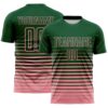 Custom Green Medium Pink Gradient Pinstripe Sublimation Soccer Uniform Jersey