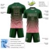 Custom Green Medium Pink Gradient Pinstripe Sublimation Soccer Uniform Jersey
